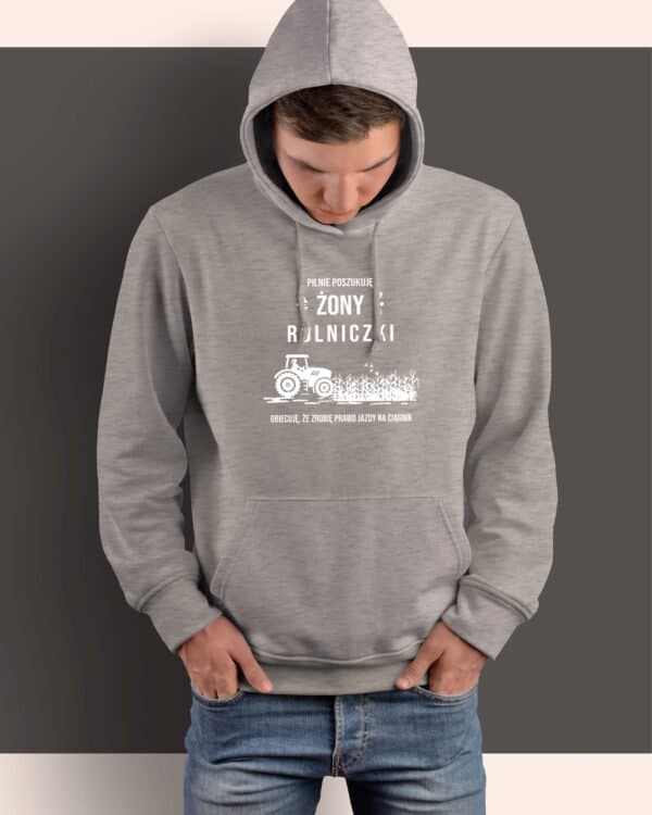 TL1254WH Tshirt Hoodie Sweater SIM15 Bluza z kapturem <br>Śmieszna Rolnik szuka Żony