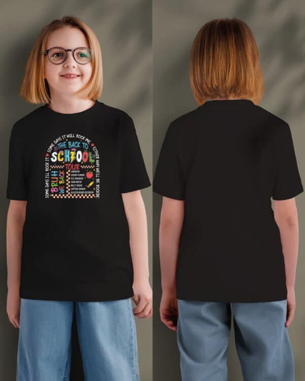 TL1263 Kids6 Koszulka Dziecięca Back to School Tour z humorem na nowy rok szkolny