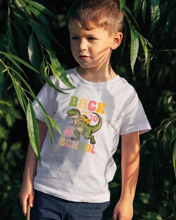 Koszulka Dziecięca Back to School z Dinozaurem T-Rex