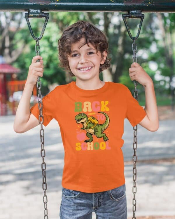 Koszulka Dziecięca Back to School z Dinozaurem T-Rex