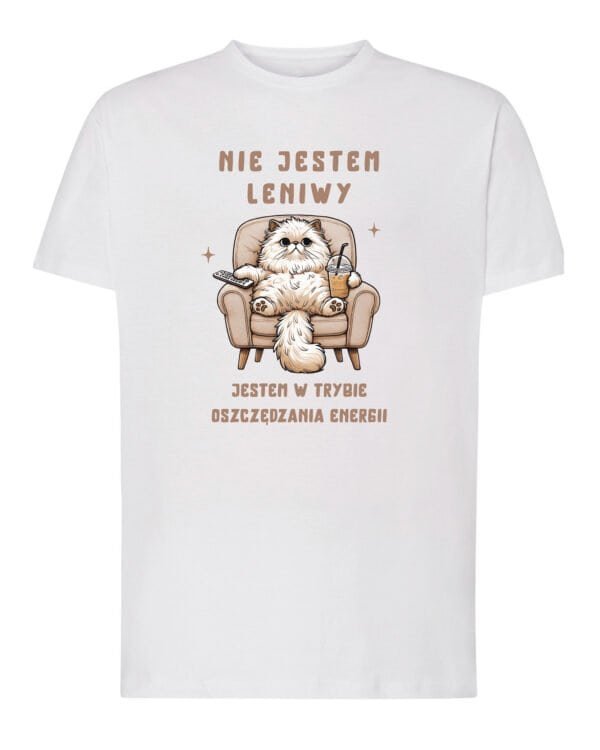 Koszulka Kotek Śmieszny Tekst Leniuch