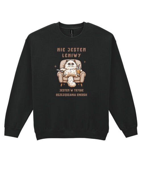 Bluza bez kaptura Kotek Śmieszny Tekst Leniuch