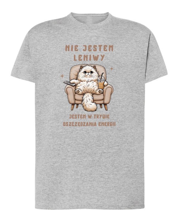 Koszulka Kotek Śmieszny Tekst Leniuch