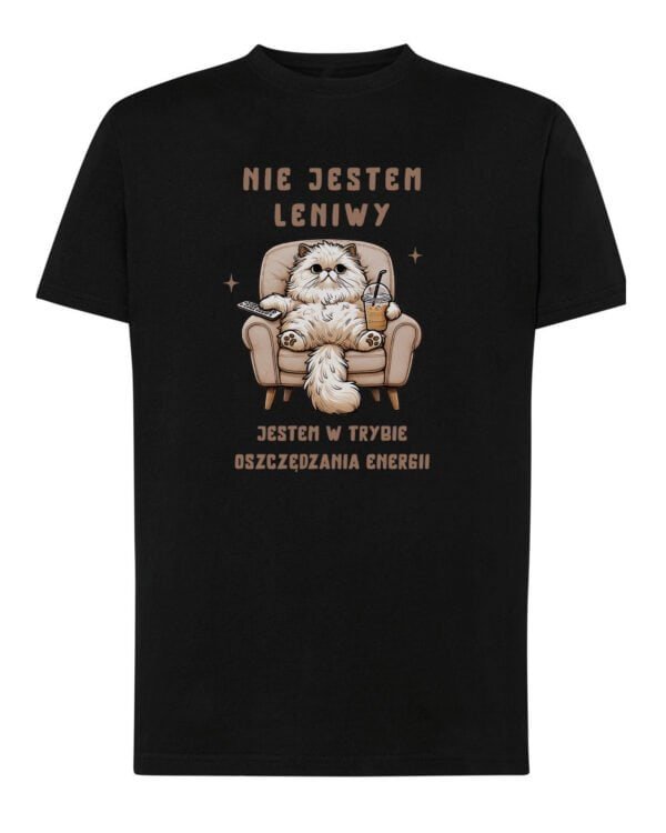 Koszulka Kotek Śmieszny Tekst Leniuch