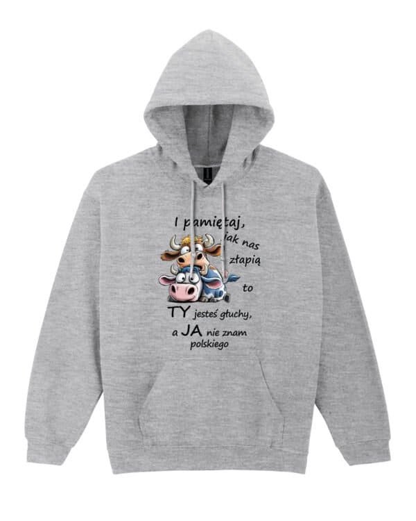 Bluza z kapturem <br>Krowy Śmieszny Tekst