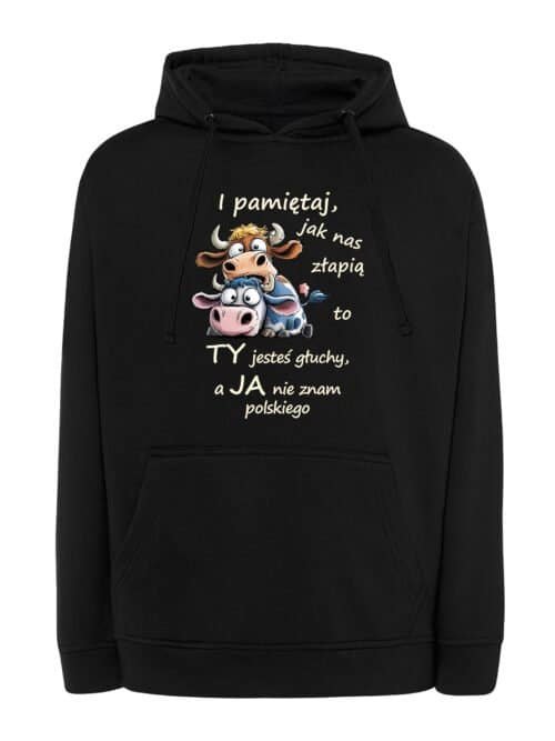 Bluza z kapturem Krowy Śmieszny Tekst