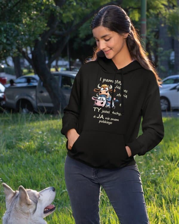 Bluza z kapturem <br>Krowy Śmieszny Tekst