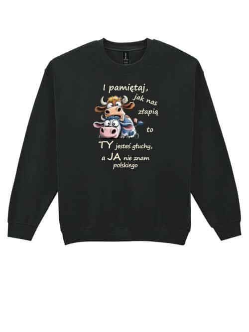 Bluza bez kaptura Krowy Śmieszny Tekst