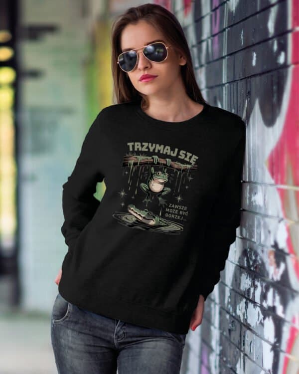 TL1276 Tshirt Hoodie Sweater SIM20 Bluza bez kaptura <br>Żaba Śmieszny Tekst