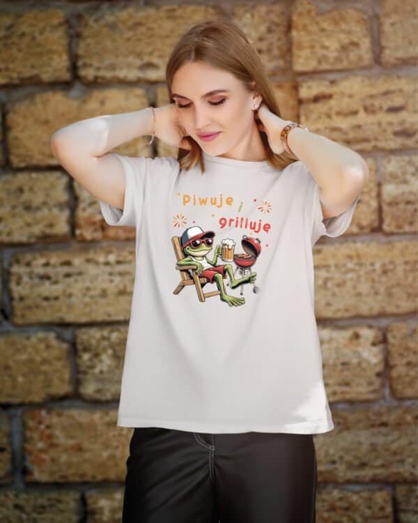 Koszulka Śmieszna Żaba Piwo Grill