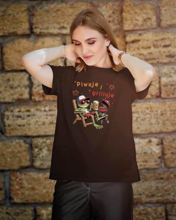 Koszulka Śmieszna Żaba Piwo Grill