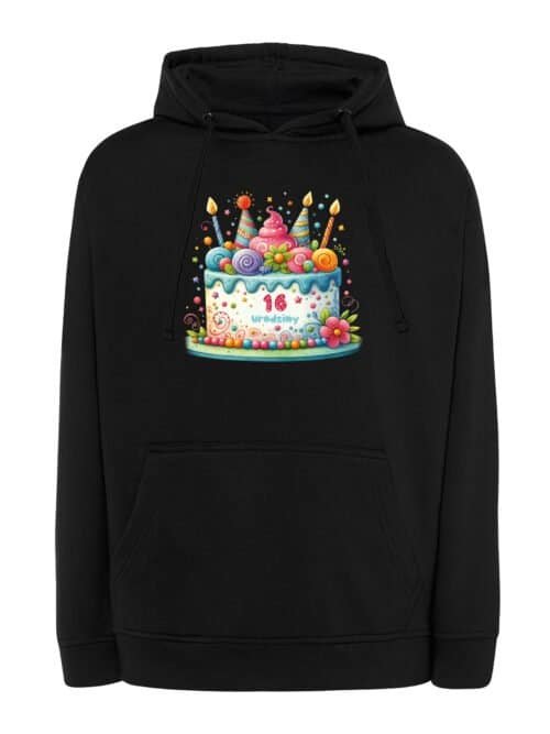 Bluza z kapturem Personalizowana Urodziny Tort