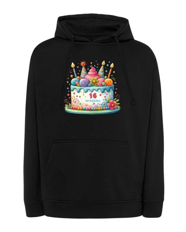 Bluza z kapturem Personalizowana Urodziny Tort