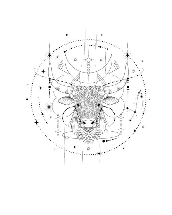 TL1315BK Tshirt Hoodie Sweater SIM7 Bluza bez kaptura <br>Znak Zodiaku Byk Minimalistyczny Styl