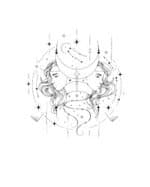 TL1316BK Tshirt Hoodie Sweater SIM7 Bluza bez kaptura <br>Znak Zodiaku Bliźnięta Minimalistyczny Styl