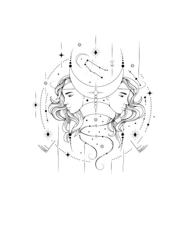 Koszulka Znak Zodiaku Bliźnięta Minimalistyczny Styl