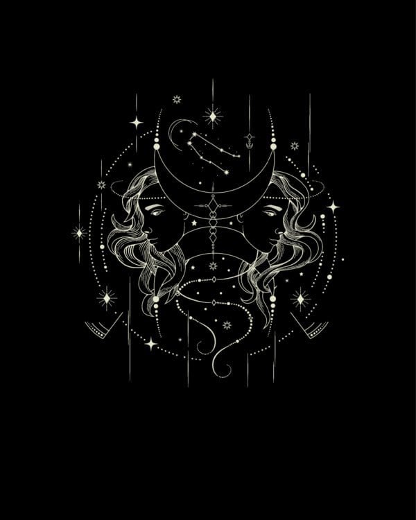 TL1316WH Tshirt Hoodie Sweater SIM19 Bluza bez kaptura <br>Znak Zodiaku Bliźnięta Minimalistyczny Styl