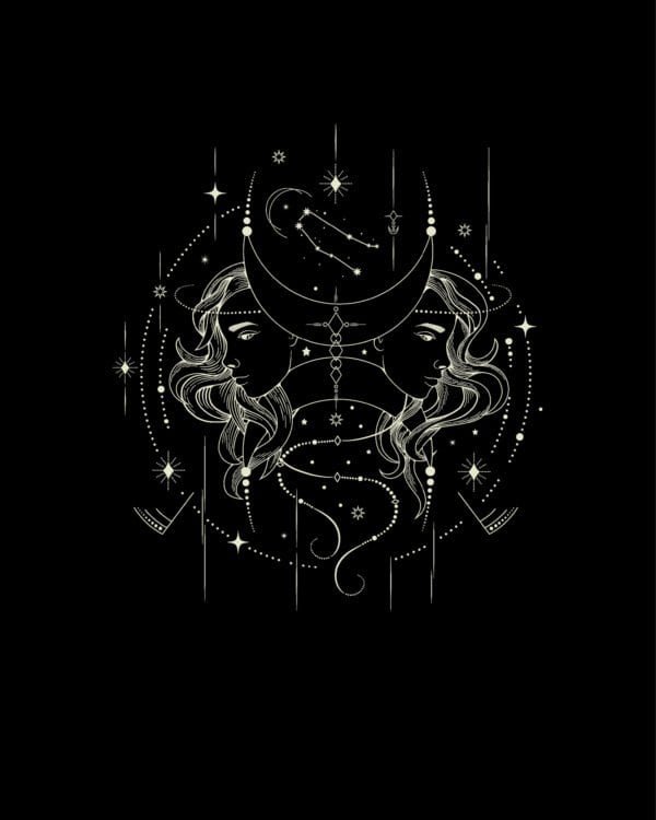Koszulka Znak Zodiaku Bliźnięta Minimalistyczny Styl