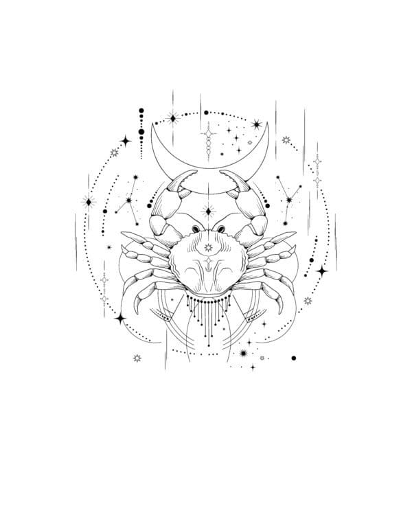 TL1317BK Tshirt Hoodie Sweater SIM7 Bluza bez kaptura <br>Znak Zodiaku Rak Minimalistyczny Styl