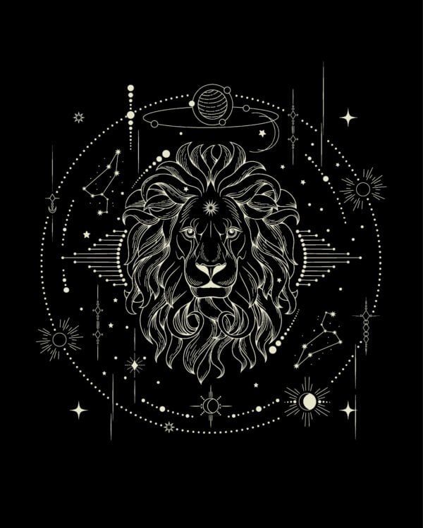 TL1318WH Tshirt Hoodie Sweater SIM19 Bluza bez kaptura <br>Znak Zodiaku Lew Minimalistyczny Styl