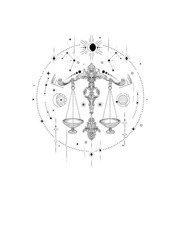 Koszulka Znak Zodiaku Waga Minimalistyczny Styl
