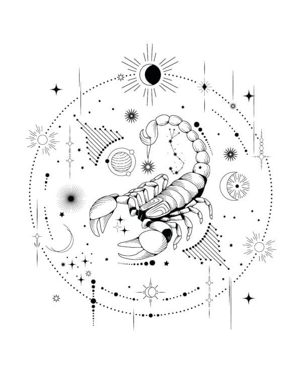Koszulka Znak Zodiaku Skorpion Minimalistyczny Styl