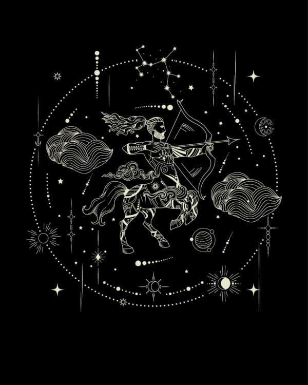 TL1322WH Tshirt Hoodie Sweater SIM19 Bluza bez kaptura <br>Znak Zodiaku Strzelec Minimalistyczny Styl