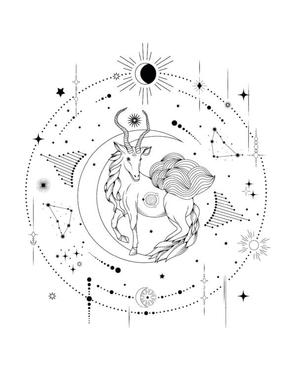 TL1323BK Tshirt Hoodie Sweater SIM7 Bluza bez kaptura <br>Znak Zodiaku Koziorożec Minimalistyczny Styl