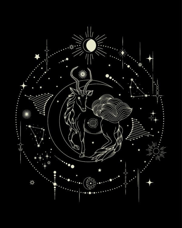 TL1323BWH Tshirt Hoodie Sweater SIM19 Bluza bez kaptura <br>Znak Zodiaku Koziorożec Minimalistyczny Styl