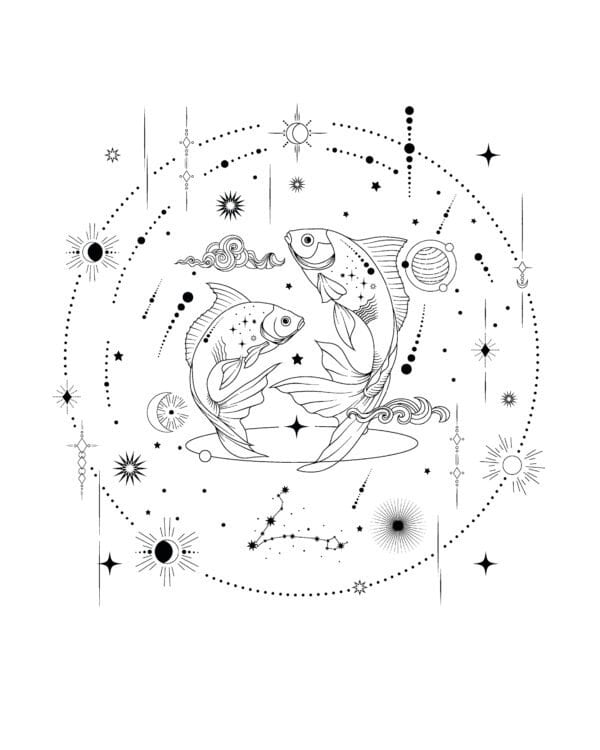 TL1325BK Tshirt Hoodie Sweater SIM7 Koszulka Znak Zodiaku Ryby Minimalistyczny Styl