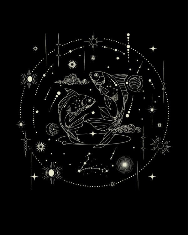 Bluza z kapturem Znak Zodiaku <br>Ryby Minimalistyczny Styl