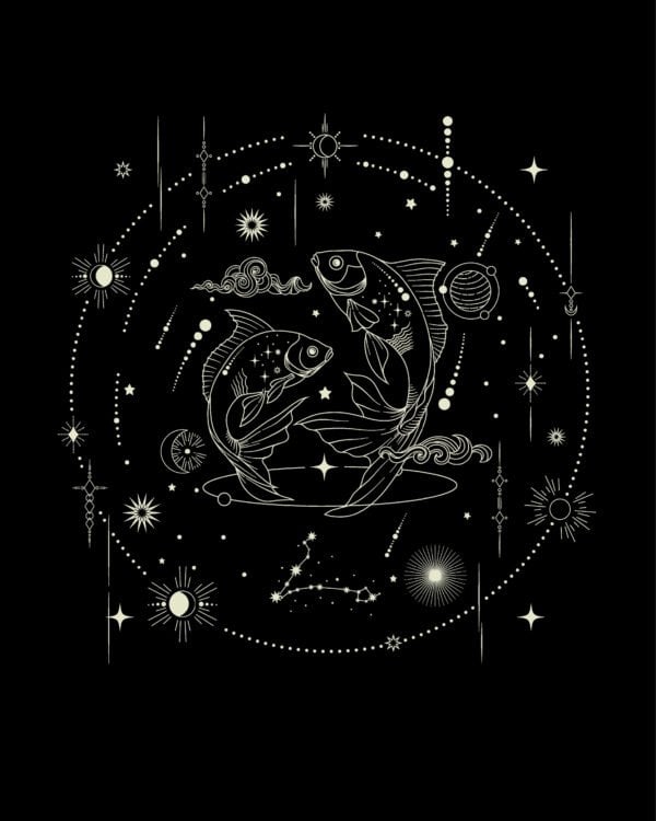 TL1325WH Tshirt Hoodie Sweater SIM19 Koszulka Znak Zodiaku Ryby Minimalistyczny Styl