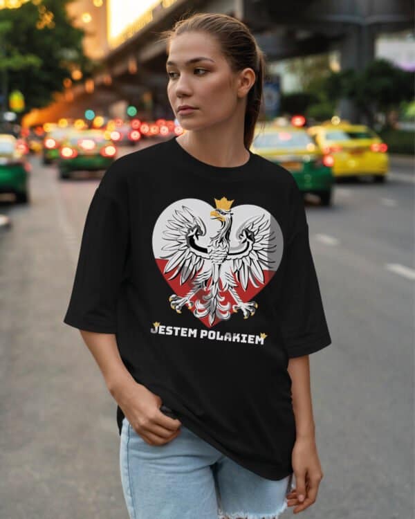 TL1168WH Tshirt Oversize SALE3 Koszulka Gruba Premium <br>Patriotyczna Jestem Polakiem