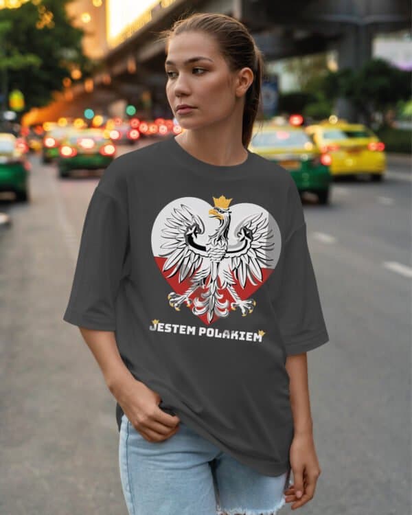 TL1168WH Tshirt Oversize SALE9 Koszulka Gruba Premium <br>Patriotyczna Jestem Polakiem