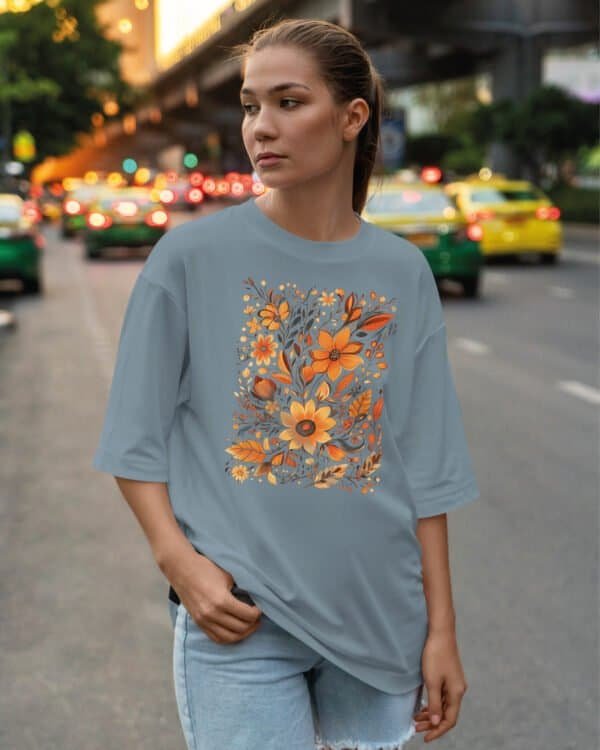 Koszulka oversize Jesienne Kwiaty