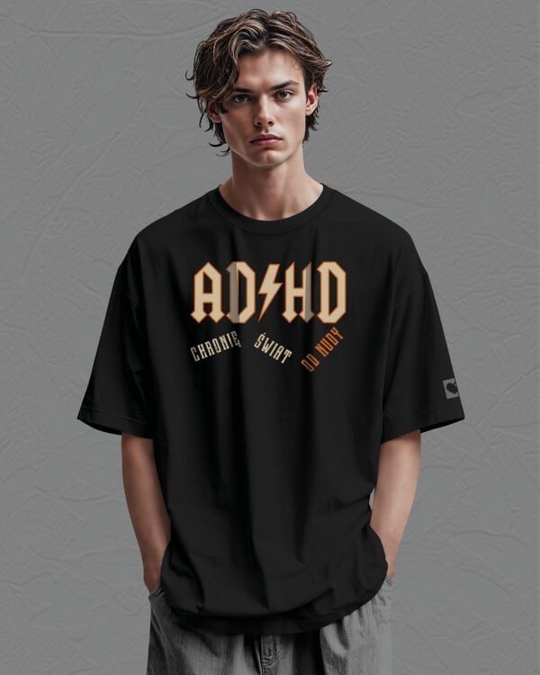 Koszulka oversize Rock ADHD <br>Parodia ACDC