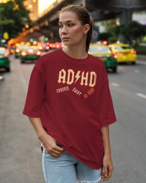 Koszulka oversize Rock ADHD <br>Parodia ACDC