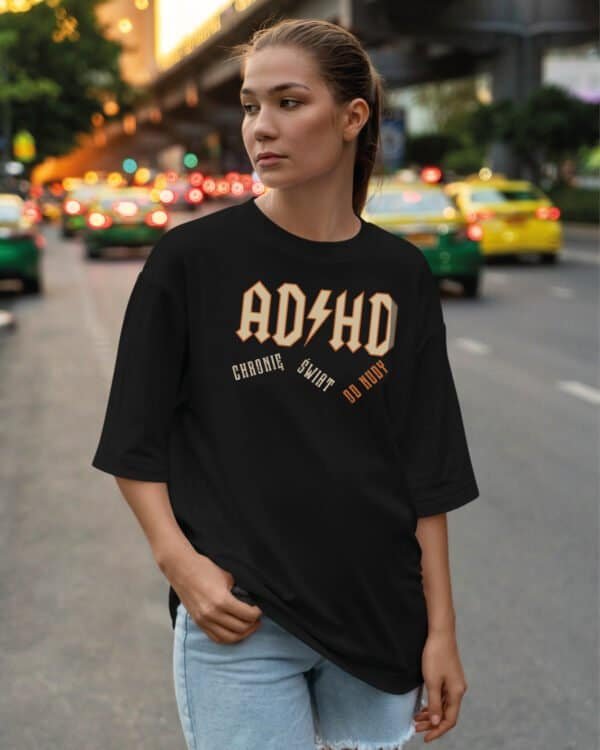 Koszulka oversize Rock ADHD <br>Parodia ACDC