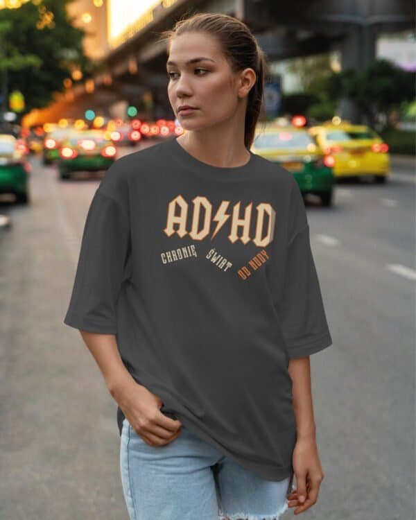 Koszulka oversize Rock ADHD <br>Parodia ACDC