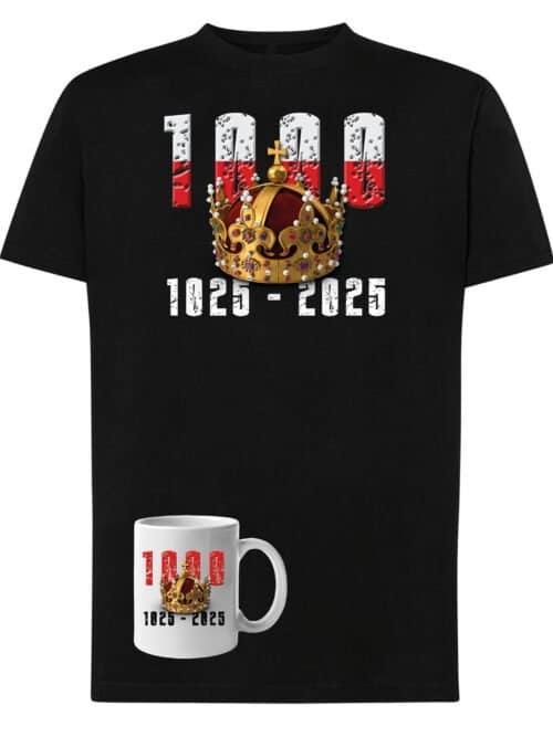 TLSET0807 Tshirt Mug Zestaw Koszulka i Kubek 1000 lat Koronacji Chrobrego 1025–2025