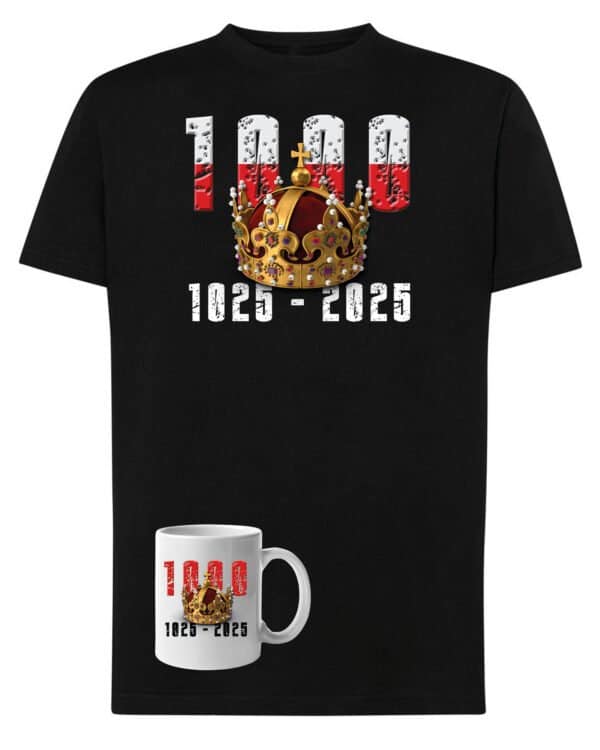 TLSET0807 Tshirt Mug Zestaw Koszulka i Kubek 1000 lat Koronacji Chrobrego 1025–2025