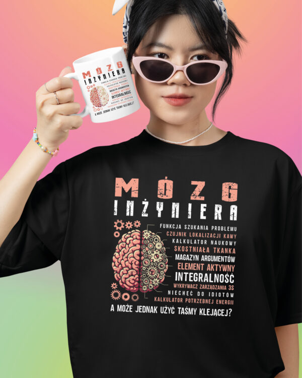 TLSET0838 Tshirt Mug2 Zestaw Koszulka i Kubek Mózg Inżyniera Zabawny Prezent