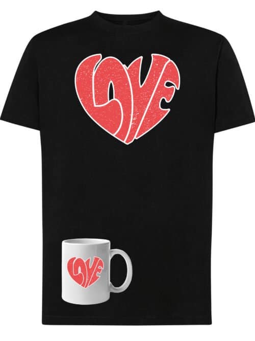 TLSET0887 Tshirt Mug Zestaw Koszulka i Kubek Serce Love Miłość