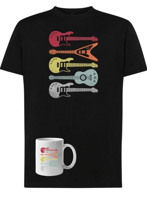 TLSET0977 Tshirt Mug Zestaw Koszulka i Kubek z Gitarami dla Muzyka Guitars