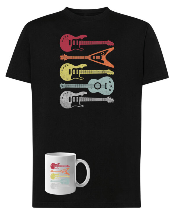 TLSET0977 Tshirt Mug Zestaw Koszulka i Kubek z Gitarami dla Muzyka Guitars