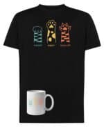 TLSET1091 Tshirt Mug Zestaw Koszulka i Kubek Kocie Łapki Kamień Papier Nożyczki