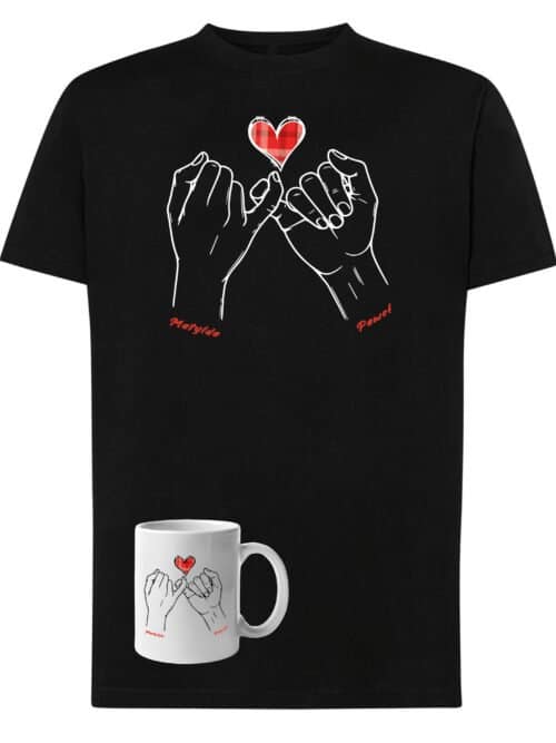 TLSET1197 Tshirt Mug Zestaw Koszulka i Kubek dla Par Personalizowany z Własnymi Imionami