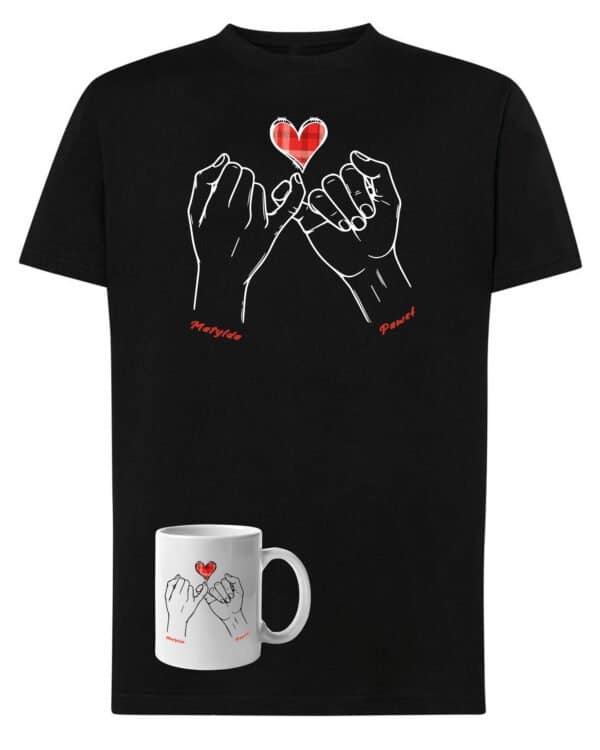 TLSET1197 Tshirt Mug Zestaw Koszulka i Kubek dla Par Personalizowany z Własnymi Imionami