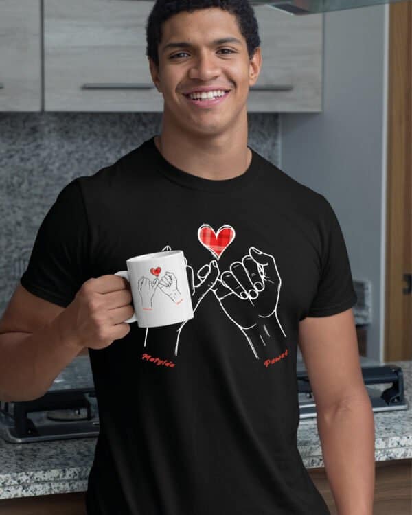 TLSET1197 Tshirt Mug3 Zestaw Koszulka i Kubek dla Par Personalizowany z Własnymi Imionami