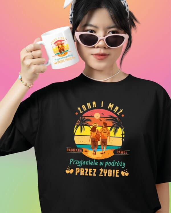 TLSET1246 Tshirt Mug2 Zestaw Koszulka i Kubek dla Par Personalizowany Żona i Mąż